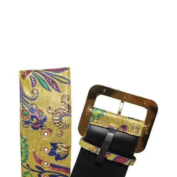 Dolce & Gabbana Multicolor Floral Jacquard Wide Waist Belt  display picture 2